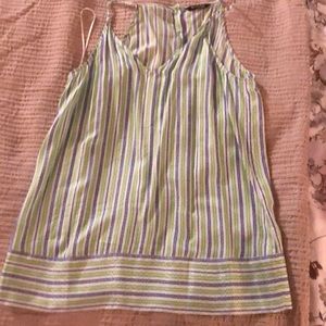 Blouse green blue and white stripes